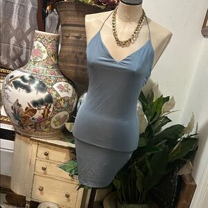 Chic Blue Halter Dress